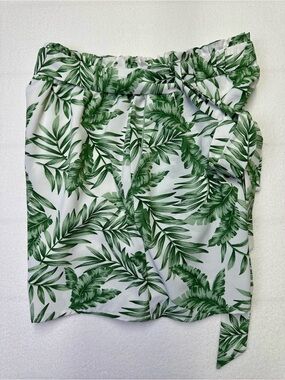 Lulus Women’s Tropical Leaf Linen Blend High Waist Paperbag Shorts Small